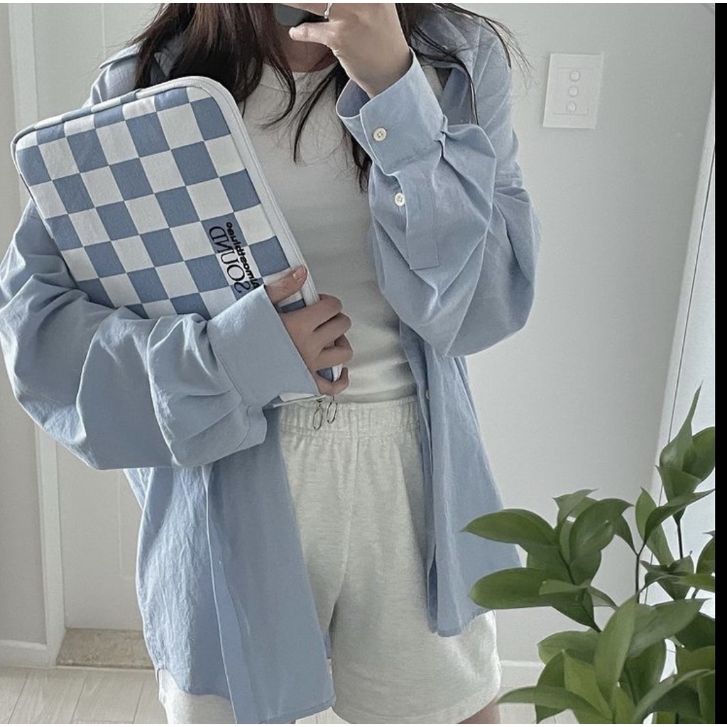 Túi Đựng laptop 10 13 14inch Họa Tiết Sọc Caro Thời Trang Hàn Quốc