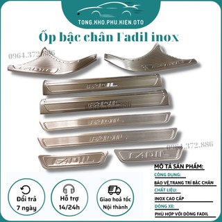 Ốp Bậc Cửa, Nẹp Bước Chân Trong, Ngoài Xe VinFast Fadil 2019-2020-2021-2022-2023 Mẫu Inox sáng bóng