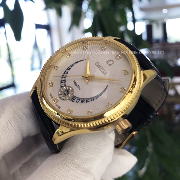 Đồng hồ Nam Omega OMG06 Trăng khuyết Dây da cao cấp, Mặt Sapphire chống xước, chống nước thẻ bảo hành 12 Tháng