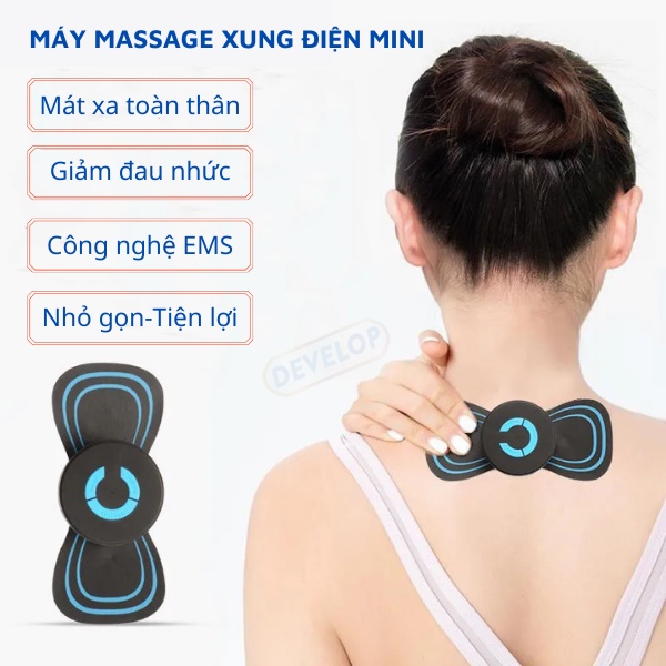 Máy Massage Xung Điện Mini Công Nghệ EMS HQ-185 Mát Xa Toàn Thân Giảm Đau Nhức Stress Hiệu Quả 6 Chế Độ Mát