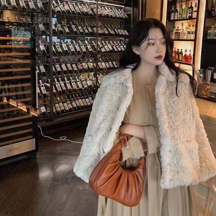 [Giao Ngay] Áo Khoác Lông Thỏ Giả Dày Dáng Rộng Phong Cách Mới Cho Nữ