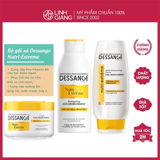 Dầu gội dầu xả kem hấp ủ tóc dessange nutri-extrême pháp tái tạo tóc hư tổn mềm mượt tóc linh giang chính hãng