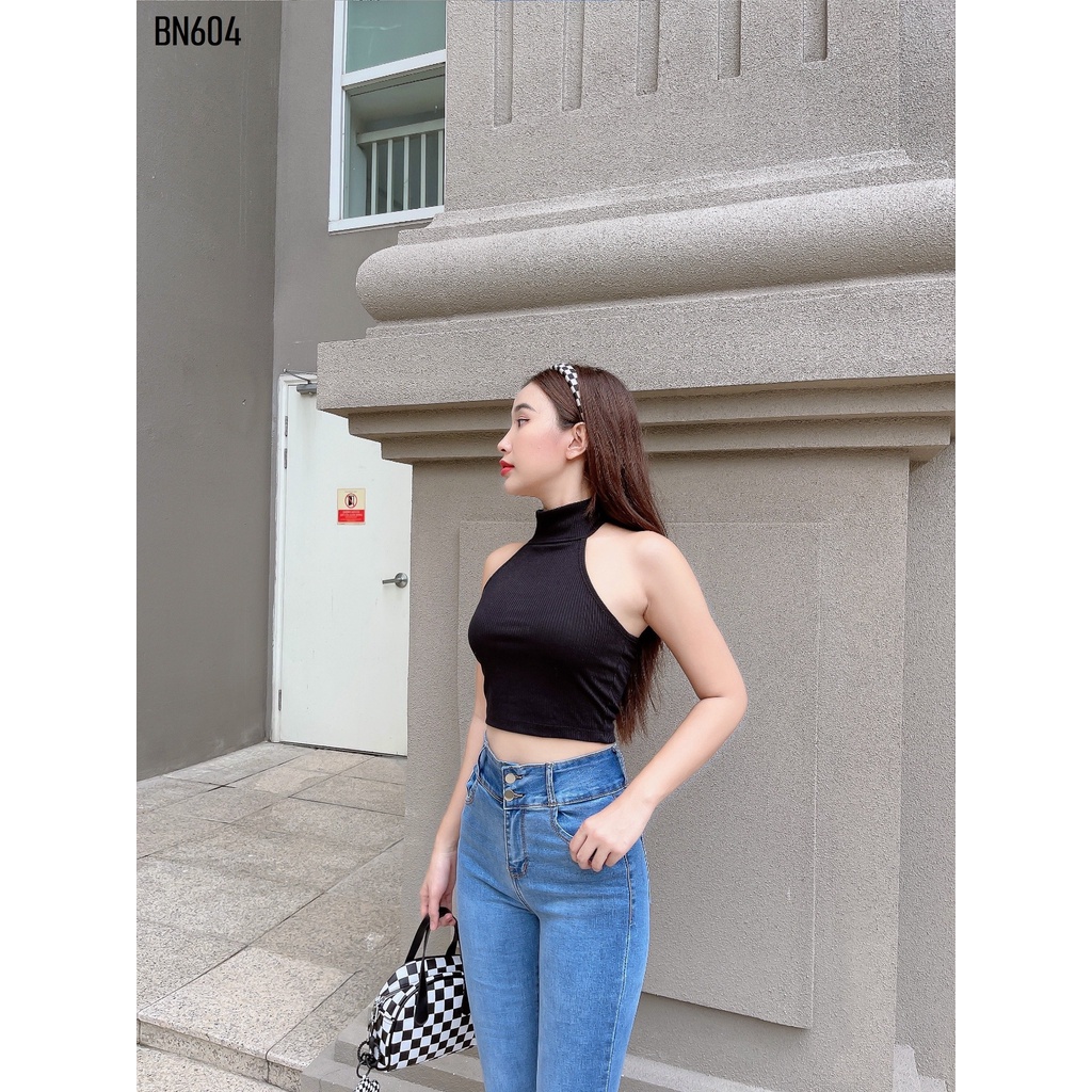 Quần jean nữ Zada BN604 nút chân xanh đá