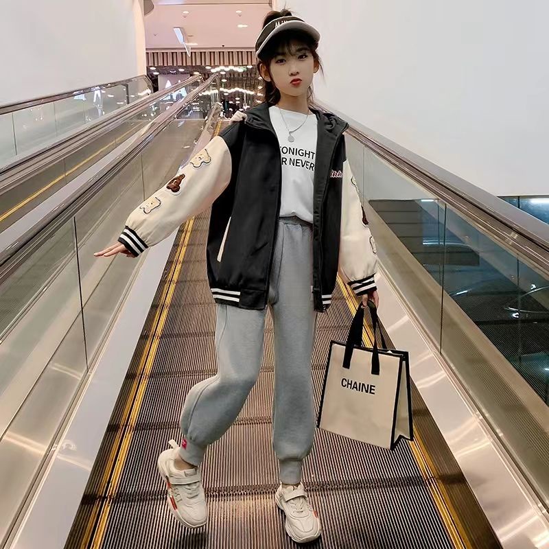 Áo Khoác Bóng Chày Thời Trang Xuân Thu Mới 2022 Cho Bé Gái 3-14 Tuổi