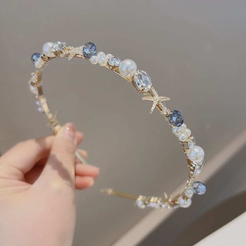 Băng Đô Cài Tóc Đính Hạt Ngọc Trai / Vỏ Sò / Sao Biển Phong Cách Hàn Quốc Cổ Điển Dành Cho Nữ