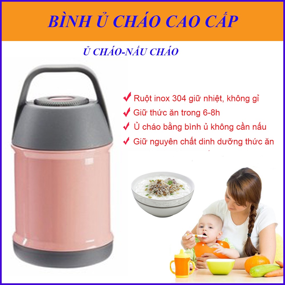 Ủ Cháo, Bình Ủ Cháo Giữ Nhiệt Cao Cấp. Vừa nấu cháo vừa ủ cháo, giữ nhiệt cực tốt, HÀNG TỐT GIÁ RẺ!
