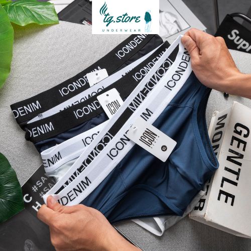 Quần Lót Nam Tam Giác Cao Cấp Hàng Xuất Xịn Combo 4 Cái, Quần Sịp Nam Thun Lạnh Co Dãn 4 Chiều IC-C.