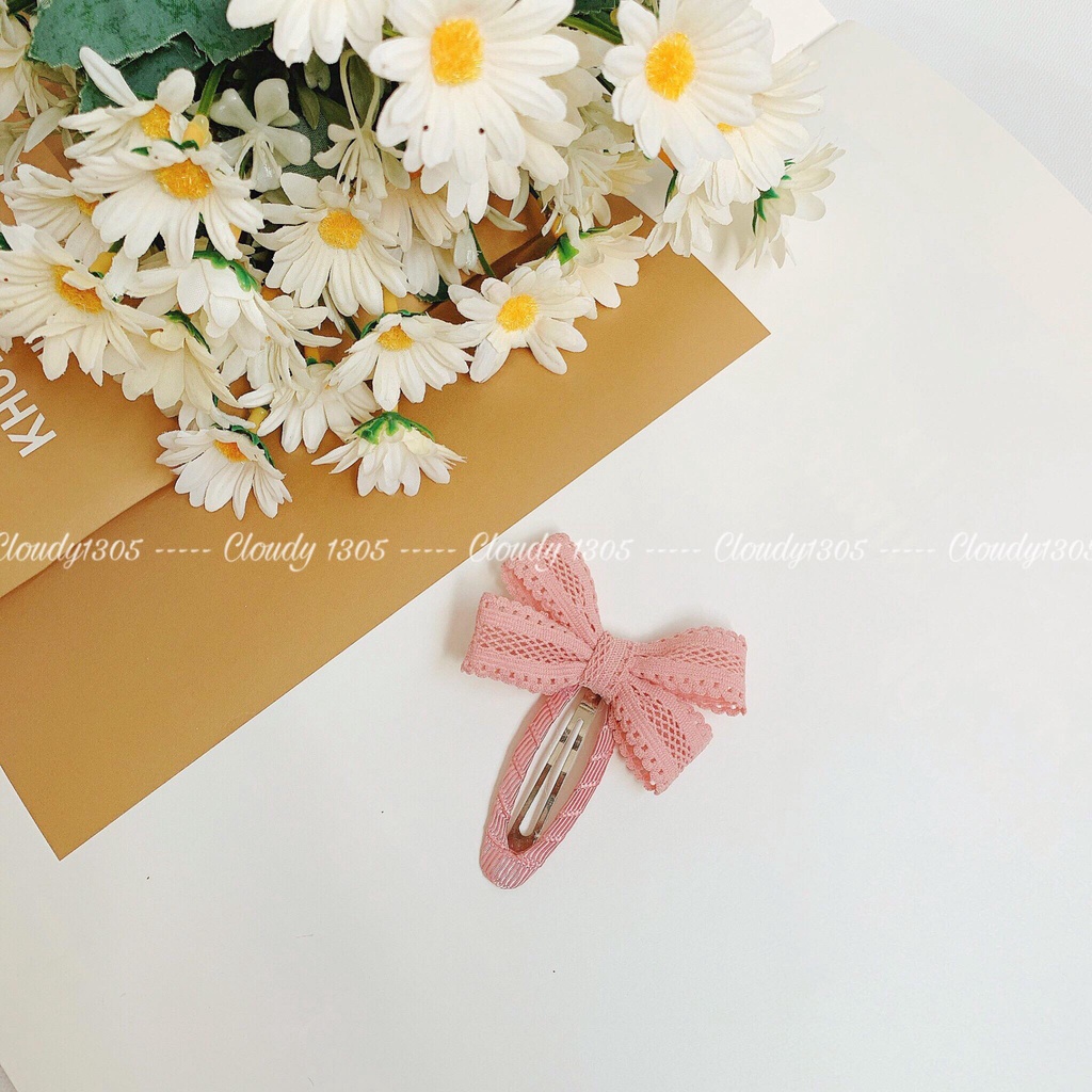 Kẹp tóc ren thắt nơ dễ thương cho bé