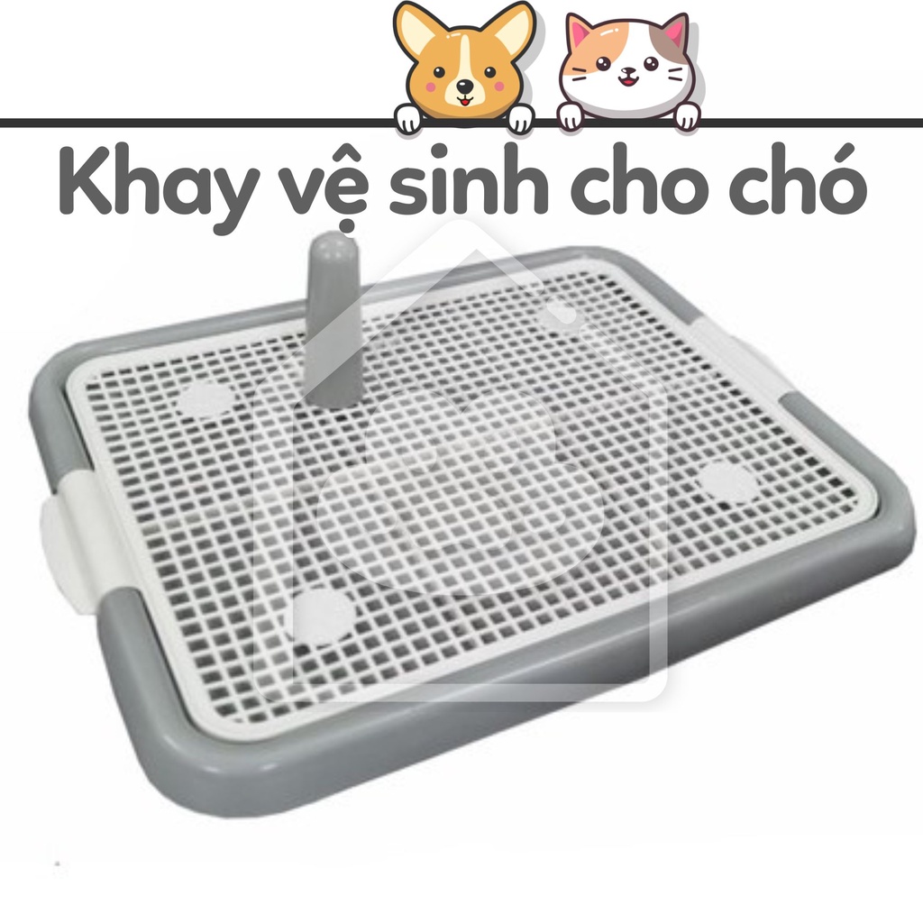 Khay vệ sinh cho chó ngang tặng kèm cột dễ vệ sinh 52x42cm - Bivido