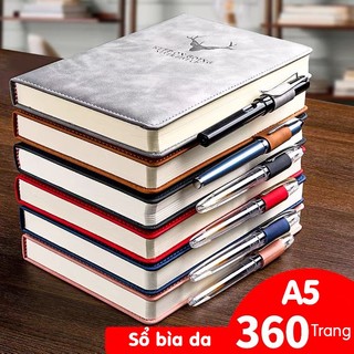 Sổ tay bìa da hình hươu A5 360 trang sổ ghi chép note kế hoạch S06 sang trọng kèm cài bút