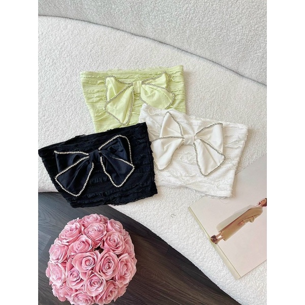 Bigsize Set áo nơ viền đá 55-95kg