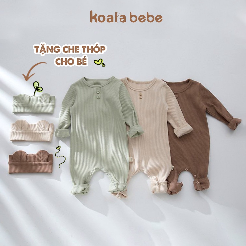 Bộ Body Thun Gân Dài Tay Thu Đông Koala Bebe Phong Cách Hàn Quốc Cho Bé Trai Bé Gái