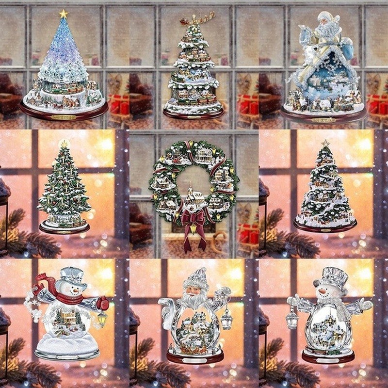 Nhãn Dán Trang Trí Cửa Kính Chủ Đề Giáng Sinh Năm Mới