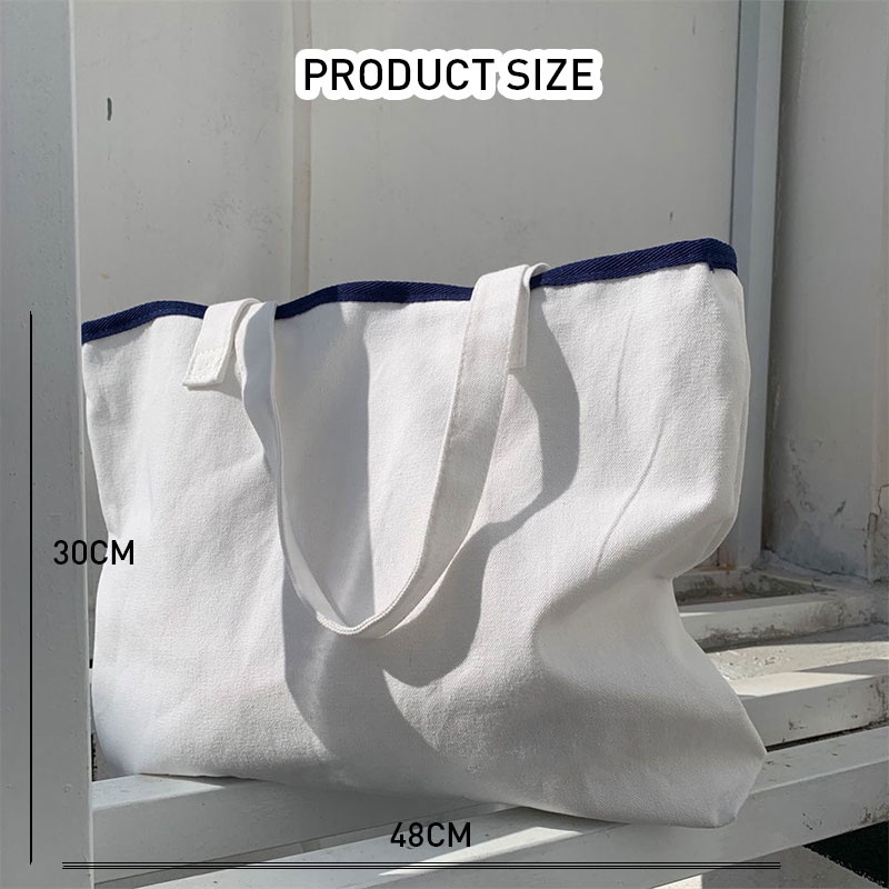MLKSRH KQES Túi Tote Đeo Vai Vải Canvas In Chữ Phong Cách Hàn Quốc Thời Trang Mới 2020 Cho Bạn Gái