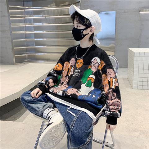 Áo Sweater Dệt Kim In Họa Tiết Hoạt Hình Dễ Phối Đồ Cho Bé