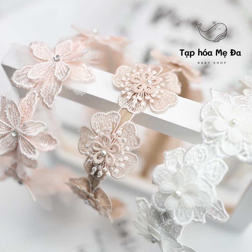 Băng đô/ bờm cài tóc ren tiểu thư phong cách vintage Hàn Quốc xinh xắn cho bé