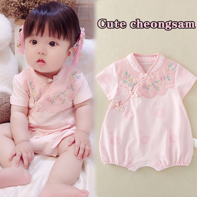 Áo Liền Quần Sườn Xám Thời Trang Năm Mới Xinh Xắn Dành Cho Bé Gái