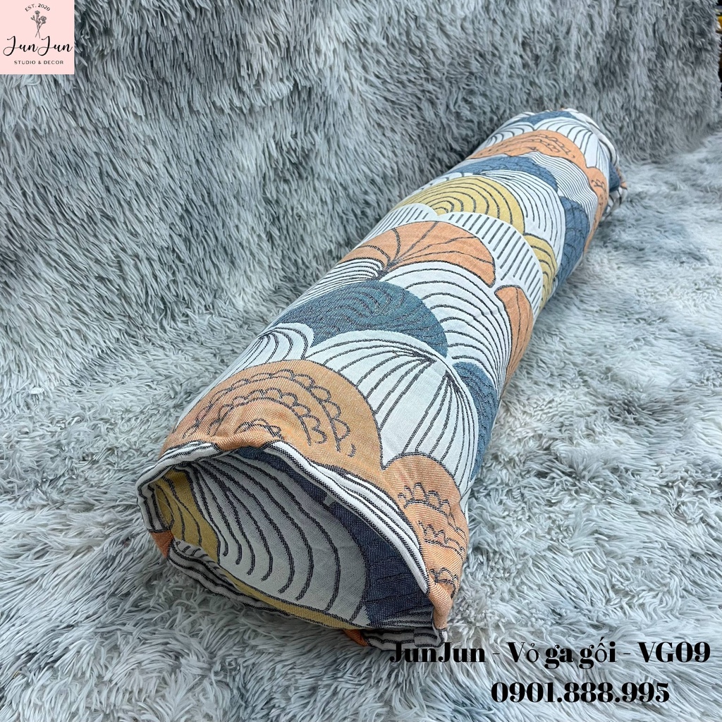 [SALES SỐC]V9_Vỏ gối ôm vải Xô Cotton Organic cao cấp có khoá kéo