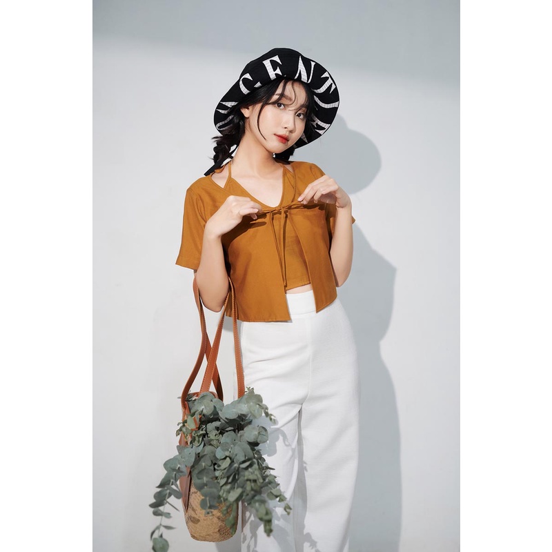 Quần dài tây 2 lớp dây kéo 1 bên hông ống suông thời trang GAGO màu trắng GO4154