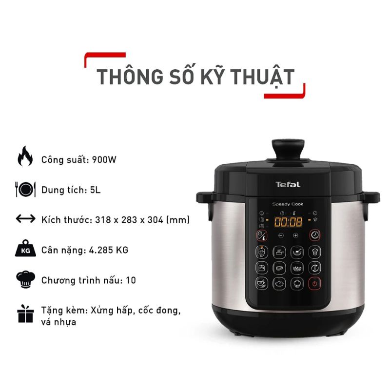 Nồi áp suất điện Tefal Speedy Cook 5L CY222D68