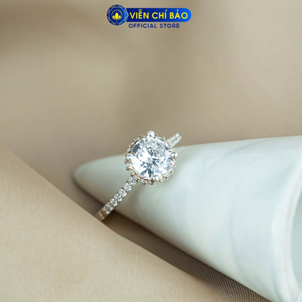 Nhẫn bạc nữ đính đá dải tròn chất liệu bạc 925 thời trang phụ kiện trang sức Viễn Chí Bảo N400871