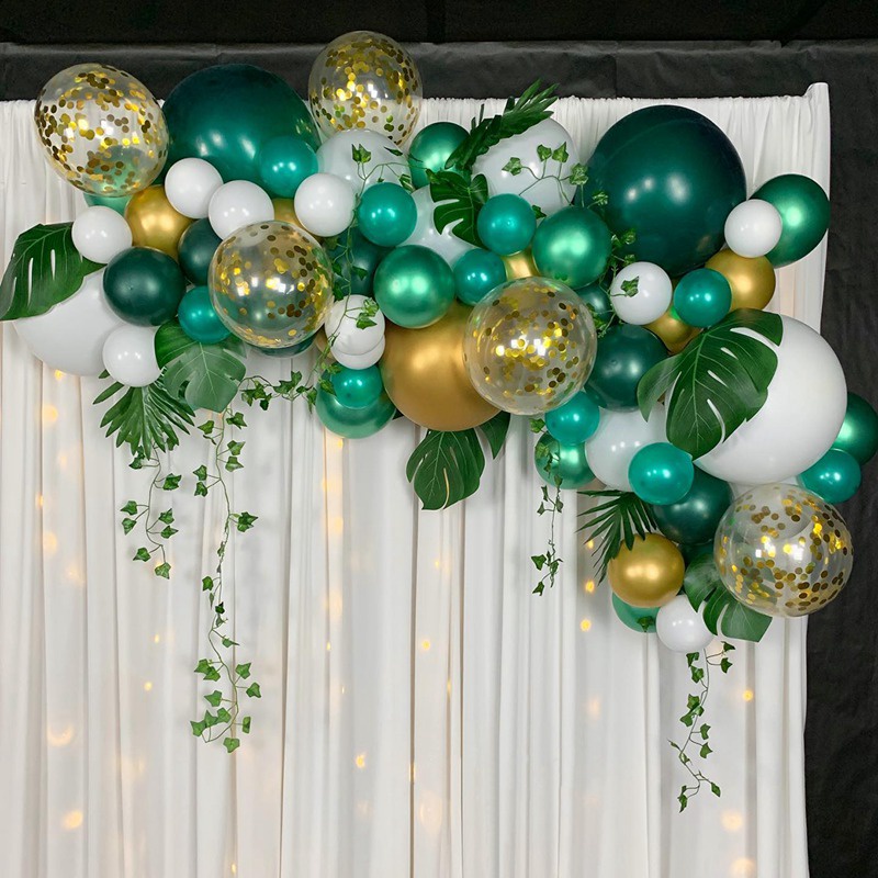 Bong Bóng Hình Chiếc Lá Màu Trắng Vàng Độc Đáo Trang Trí Tiệc Cưới / Sinh Nhật