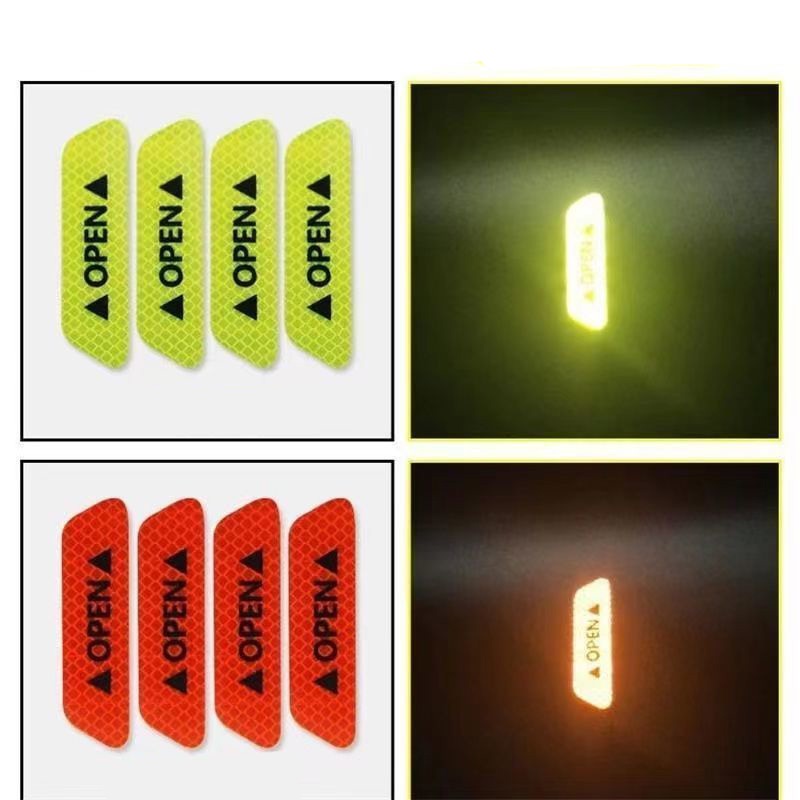 Bộ 4 Miếng Dán Cảnh Báo Mở Cửa Xe Hơi / Xe Máy Phản Quang Thông Dụng
