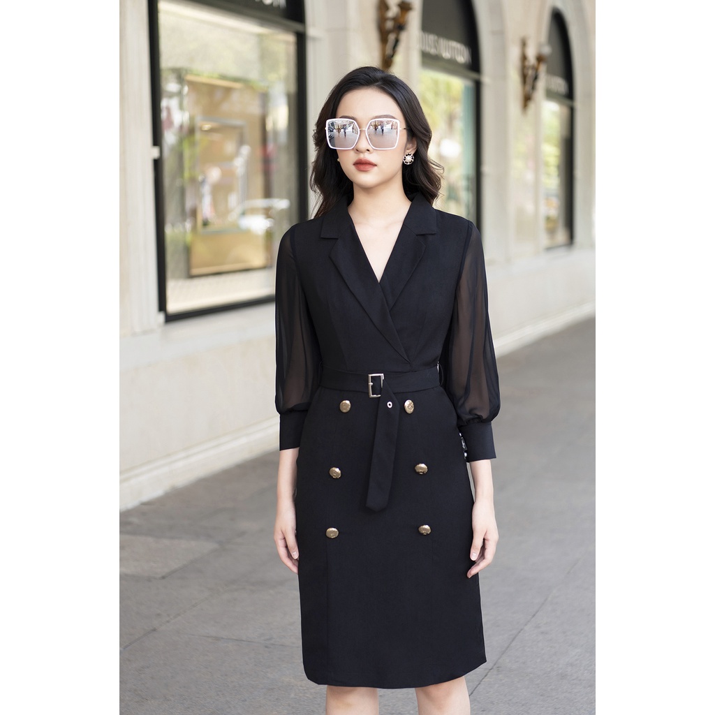 Đầm Nữ Cổ Vest Dáng Ôm A Thương Hiệu LUPERI LFV3223