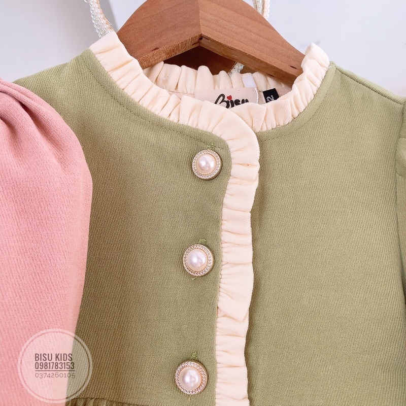 Váy công chúa bé gái dáng babydoll chất liệu nhung chéo cao cấp đủ size bé 8-32kg