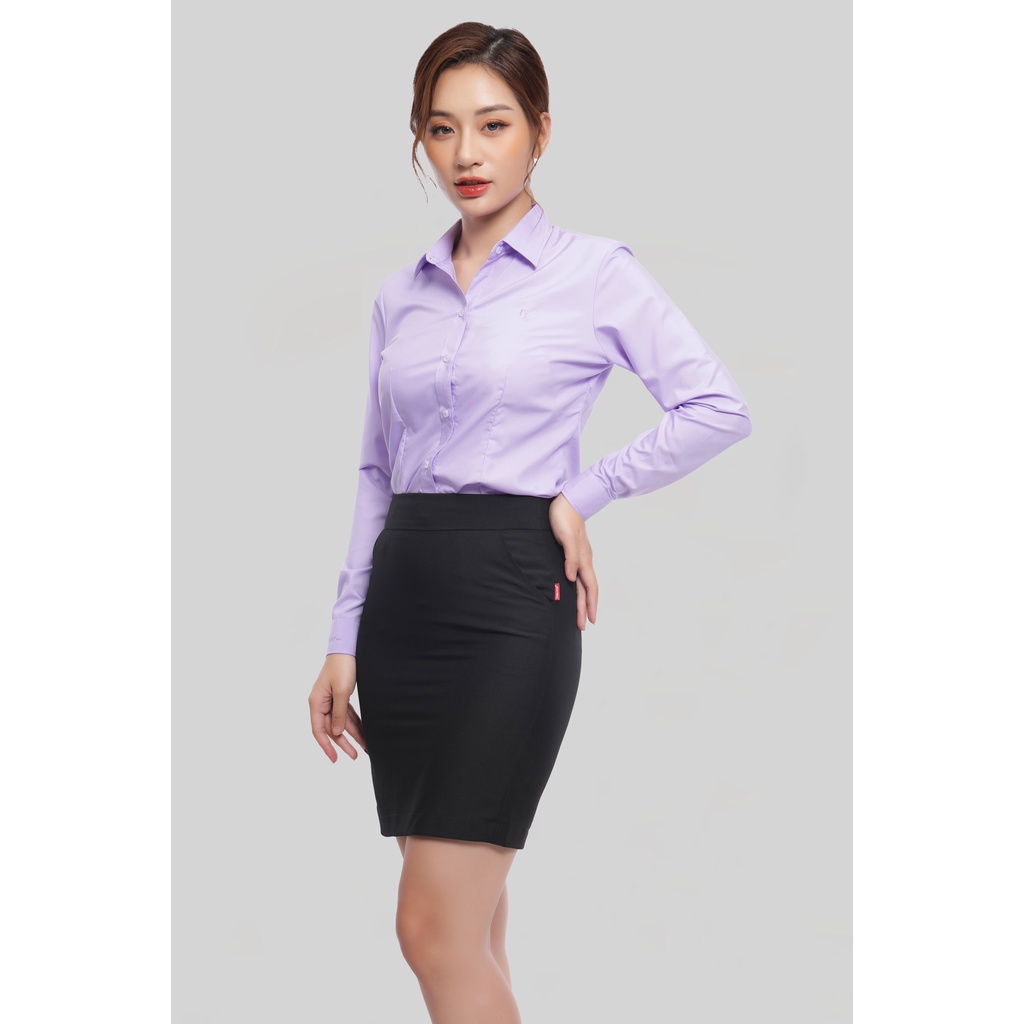 Áo sơ mi công sở vải cotton màu tím Thái Hòa 047-08-01