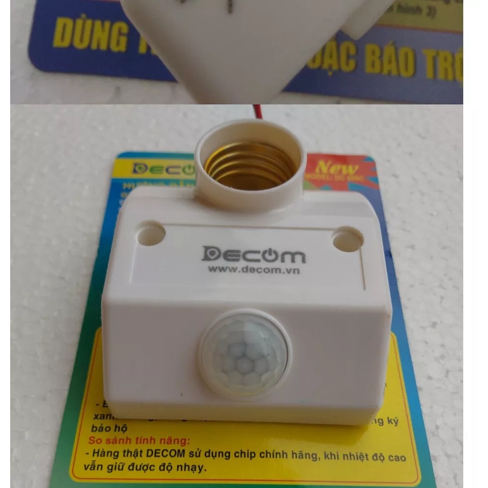 Đui đèn cảm ứng Decom DC-069C 3 nút chỉnh dùng thắp sáng hoặc báo trộm