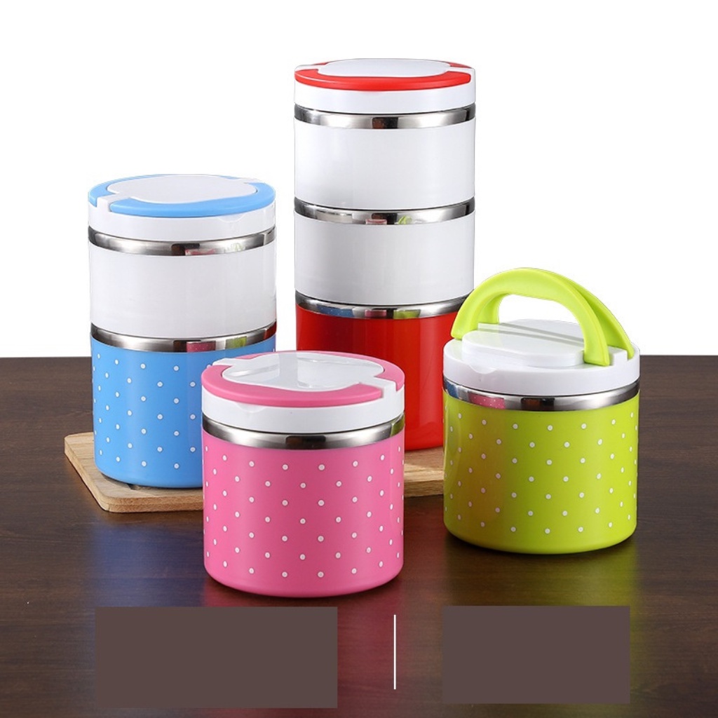 Camen chấm bi 3 ngăn inox loại tốt, Camen 3 ngăn giữ nhiệt, Hộp cơm giữ nhiệt 3 ngăn