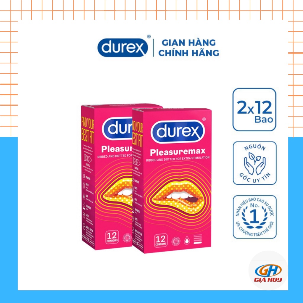 Combo 2 hộp bao cao su Durex Pleasuremax Gân Gai (24 Bao), đi đến đâu nàng run đến đó, kích thích cho cả 2