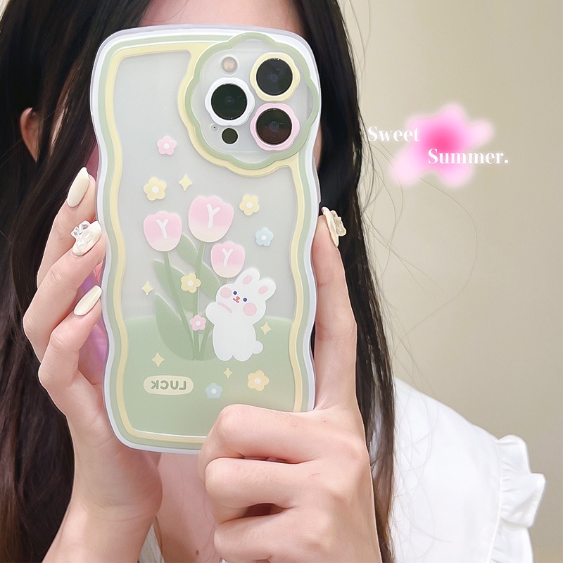 Ốp Điện Thoại Hình Thỏ Và Hoa Dễ Thương Cho iphone 7 / 7plus / 8 / 8plus / xs / 11 / 12 / 13 / 14 / pro / max / plus / promax
