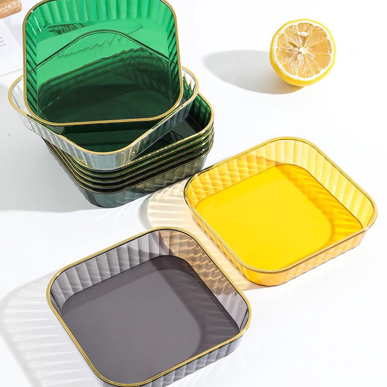 Đĩa Đựng Trái Cây Trong Suốt Hình Vuông Sang Trọng