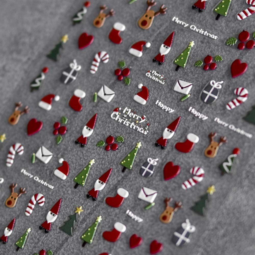 Nhãn Dán Trang Trí Móng Tay Tự Dính Họa Tiết Giáng Sinh Thời Trang