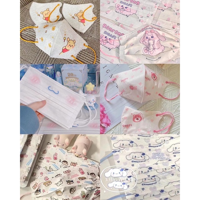 Khẩu trang gấu in hoạt hình dễ thương cho nữ