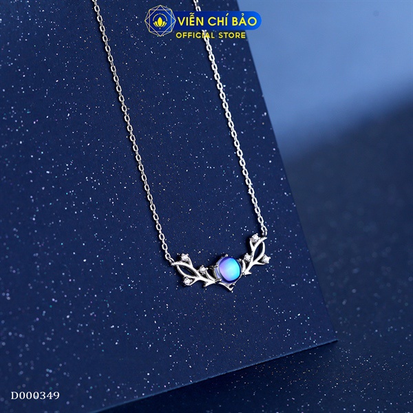 Dây chuyền bạc nữ họa tiết đá mặt trăng chất liệu bạc 925 thời trang phụ kiện trang sức Viễn Chí Bảo D000349