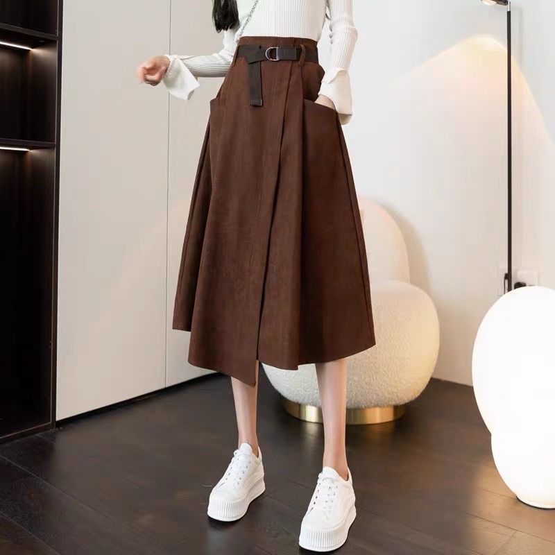 Chân váy xoè vạt lệch chun sau vintage hàng QC loại 1