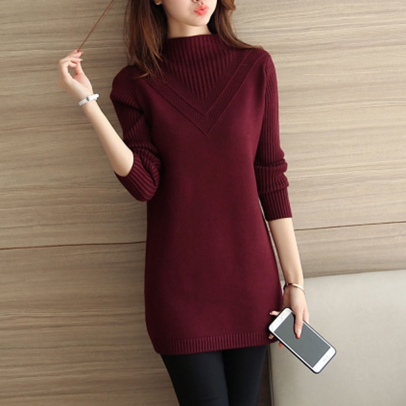 Áo Sweater Dáng Dài Vừa Phải Dày Dặn Phong Cách Thu Đông Hàn Quốc Mới Dành Cho Bạn Nữ