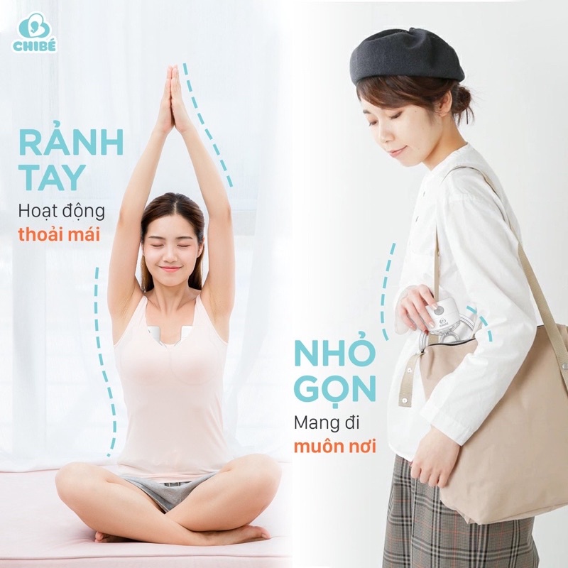 Máy hút sữa rảnh tay, máy hút sữa không dây chibé bảo hành chính hãng 12 tháng