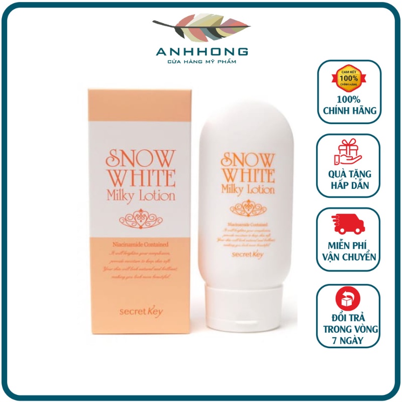Kem Dưỡng Secret Key Snow White Milky Lotion 120g Giúp Da Mềm Mại, Trắng Mịn