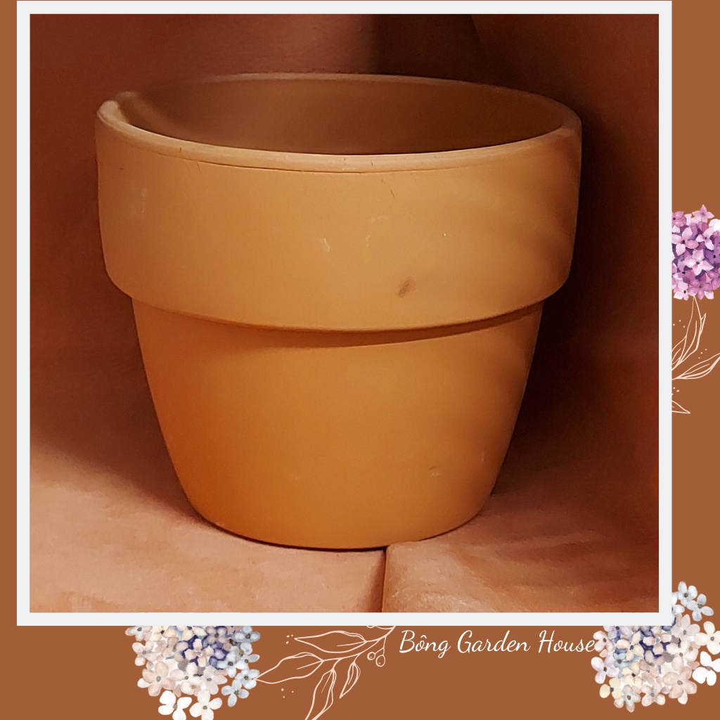 Chậu trồng cây, Chậu đất nung gờ bầu Bông Garden trồng cây cảnh các loại kt Miệng 12,16,17cm Cao 10,13,15cm