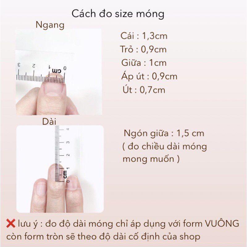 Móng tay giả mix màu form vuông ngắn tự nhiên