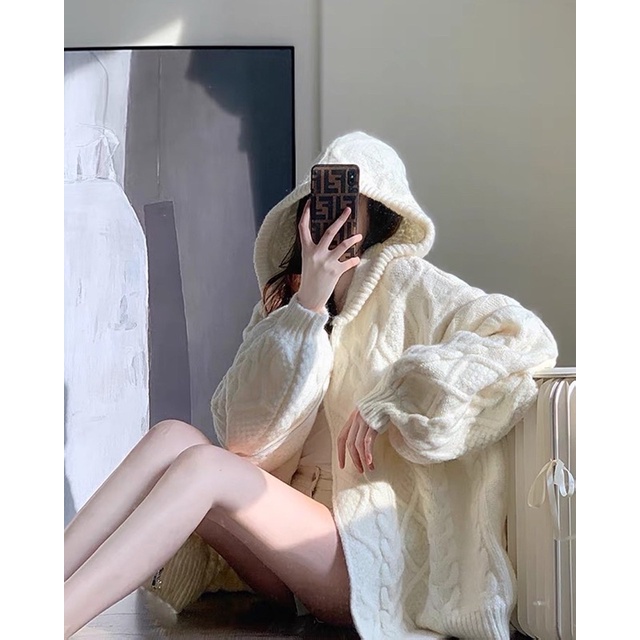 ÁO HOODIE ZIP LEN DÁNG RỘNG