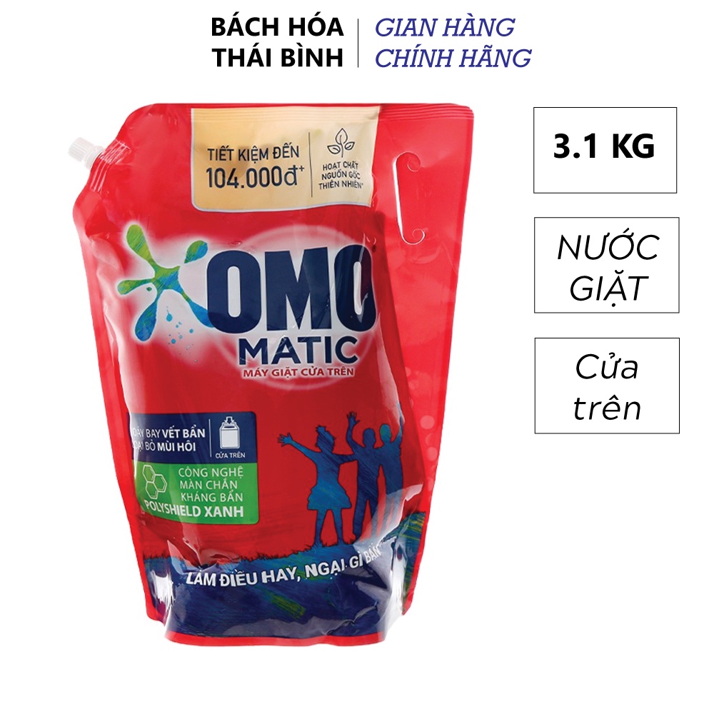 Túi Nước Giặt OMO Matic cho máy giặt bịch lớn 2.9kg/3.1kg