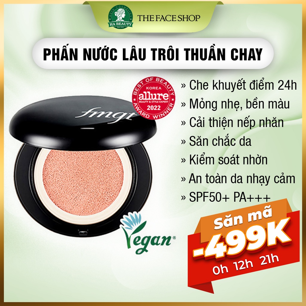 Phấn nước lâu trôi thuần chay The Face Shop fmgt Ink Lasting Cushion Free Vegan SPF50+PA+++ 12g