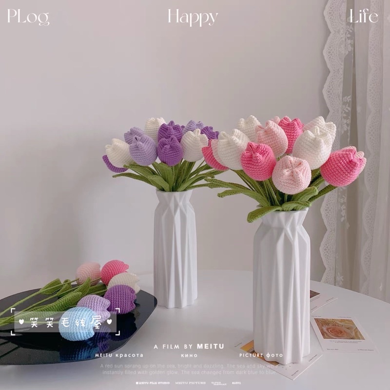 Hoa len tulip 1 bông lẻ xinh xắn