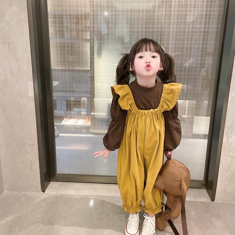Bộ Áo Khoác + Yếm Thời Trang Mùa Thu Hàn Quốc Dành Cho Bé Gái