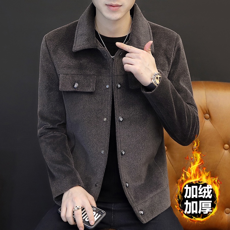 Áo khoác dạ nam ngắn cổ bẻ dài tay thời trang công sở